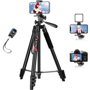 Victiv 162cm Tripode para Movil Alto, Trípode Portátil con Mando a Distancia y Soporte para Teléfono Móvil, Aluminio Palo Selfie Tripode para iPhone/Samsung/Huawei