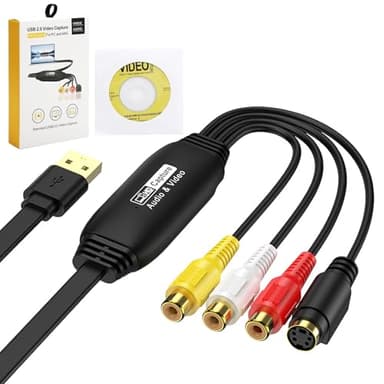 USB 2.0 Video Capture Card Analogue to Digital PC Transfer Kit VHS to DVD/Cassette to Retro Console/Video Grabber Convertidor VHS a digital Compatible with Windows XP/Vista/Win 11/10/7/8 & Mac, etc