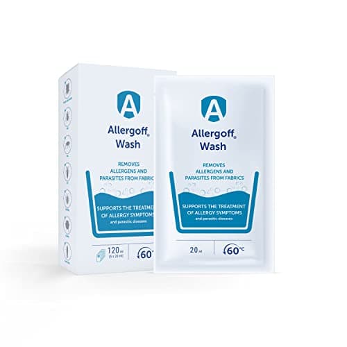 Allergoff Detergente para Ácaros, Pulgas, Piojos y Chinches - Aplicación Previo al Lavado - Complemento para Spray de Ácaros para Colchones (6 Gel de 20ml) (el empaque puede diferir)