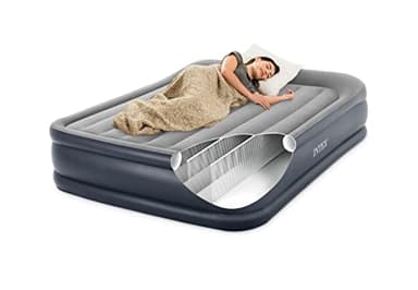 Intex 64136 Deluxe Pillow Rest Colchón Hinchable Doble, con Tecnología Fiber-Tech, de la Línea Dura-Beam Plus, Medidas 152x203x42 cm, Peso Máximo 272 kg