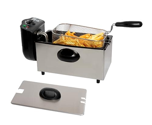Freidora Eléctrica 1,75L de Acero Inoxidable 1500W Rendimiento Potente Gran Capacidad y Control Preciso de Temperatura Doble Seguridad Térmica Indicador LED Cuerpo Duradero 20x32x20cm