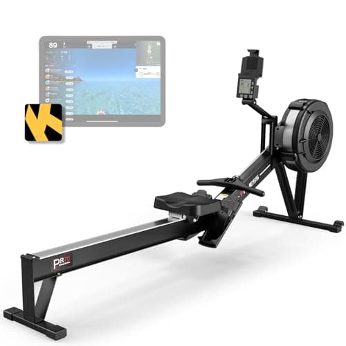 PASYOU Máquina de Remo- Maquina Remo Plegable con Resistencia de Aire, 10 Niveles de Resistencia, Monitor con Lluminación Trasera Bluetooth, Dispositivos de Ángulo Ajustable - Carga de 150KG