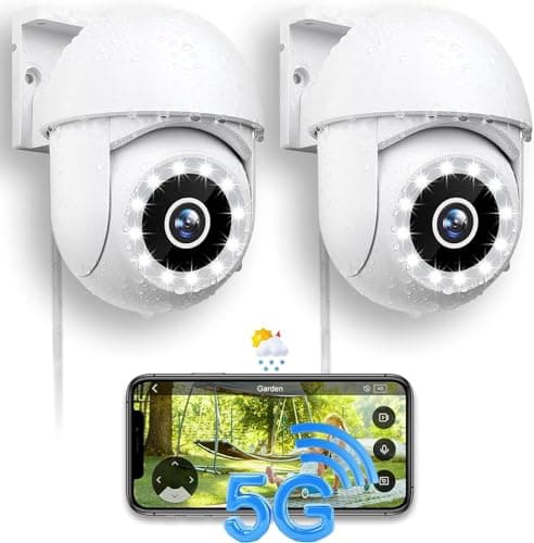 Camara Vigilancia Wifi Exterior 2.4G/5G, Cámara de Seguridad en la Nube de 2.5K 4MP con Función de Panorámica, Visión Nocturna a Color, Grabación Continua las 24 Horas del Día, Seguimiento Automático