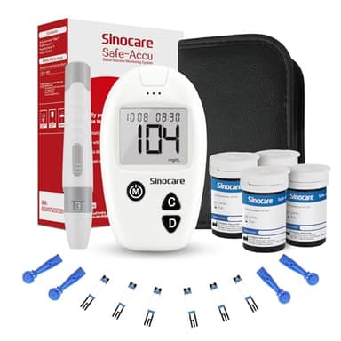 sinocare Medidor de Glucosa en Sangre, Glucometro, Kit Medidor Azucar Sangre con 100 x Tiras de Prueba de Glucosa - mg/dL (accu 100 kit)