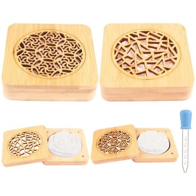 Difusor Aceites Esenciales Sin Agua 2PCS Difusor de Aceites Esenciales Aire Aromático Piedra con 2 Caja de Incienso de Madera para Sala de Estar Baño Coche Aromaterapia y Decoración