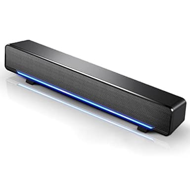 Etlephe Barra de Sonido para PC/Ordenador Portátil, Soundbar PC, Parlante para Juegos con Luces LED Geniales, Alimentación USB, 3,5 mm Jack, Altavoces PC para Computadora, Móvil, Tablet,
