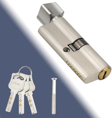 HEKOBAG Cilindro de Puerta, Cilindros de Seguridad con Pomo y 3 Llaves, Bombín Cerradura Alta Seguridad de Aleación de Zinc, Bombín Cerradura Alta Seguridad para Puerta Exterior Antirrobo e Interior