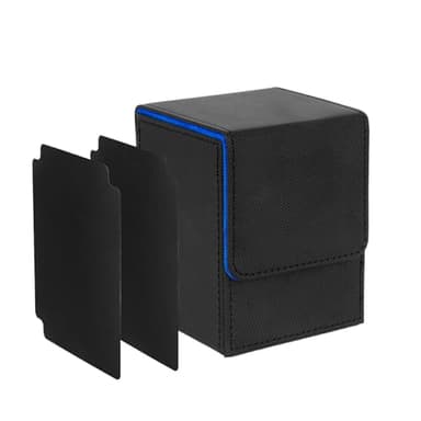 IVODEELA Card Deck Box for MTG, Deckbox,Gathering Kartenbox für 100+ Karten,Karten Aufbewahrungskoffer,PU Leder Starkes Magnetic Sammelkarten Box Kompatibel Magic Commander TCG, Schwarz Blau