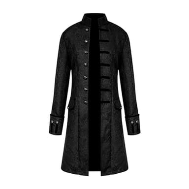 FJKVKDT Disfraces medievales de Halloween para hombre, abrigo masculino, uniforme de corte victoriano, traje renacentista, vintage, festival, cosplay, disfraz diario (negro, M)