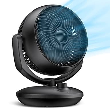Ventilador Silencioso Circulación de Aire, Auto Oscilación ventilador de mesa Turbo Potente, 3 Velocidades, 15㎡ Area Cobertura, Inclinación Ajustable de 100°, para Dormitorio, Sala de Estar y Oficina