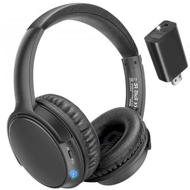 makemate Auriculares para TV Auriculares inalámbricos para TV BKM400 con transmisor Bluetooth USB, Alcance 50 m, Plug & Play, Sonido nítido, hasta 20 Horas de duración de la batería