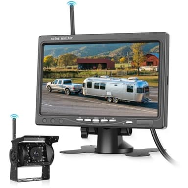 Cámara Marcha Atrás Inalámbrica con Monitor HD de 7 Pulgadas y Cámara de Respaldo de Visión Nocturna por Infrarrojos Impermeable Cámara de Visión Trasera Sistema de Estacionamiento con Vista Trasera