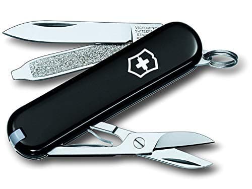 Victorinox Classic SD, Navaja Multiuso Suiza, Cuchillo bolsillo, Regalo, 7 Funciones, Hoja pequeña, Lima de uñas, Negro
