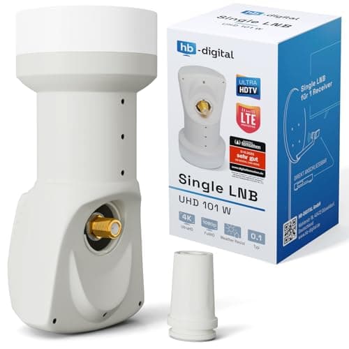 HB-DIGITAL Single LNB LNC 1 Los participantes directos Full HD 3D TV 4K Blanco White ■ contactos chapados en Oro ■ Protección Ambiental (Extensible)