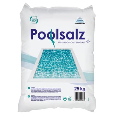 Sal de piscina de salinas, 25 kg, para piscinas y piscinas de agua salada, sal de colada de alta pureza, 99,9% NaCI I sal de disolución rápida, adecuada para análisis de electrolisis, sustituto
