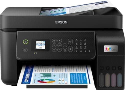 Epson EcoTank ET-4800, Impresora Wifi A4 Multifunción con Depósito de Tinta Recargable, Alimentador de Documentos (ADF) Pantalla LCD, 4en1: Impresión, Copiadora, Escáner, Fax, Mobile Printing, Negro