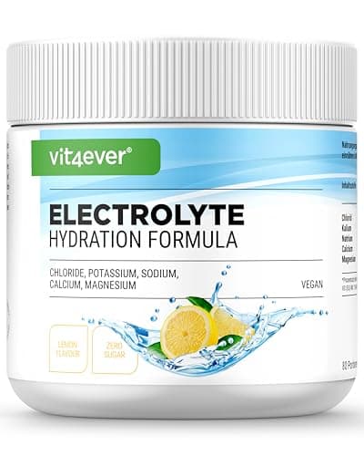Electrolitos - 400 g (80 raciones) - Fórmula hidratante con cloruro, potasio, sodio, calcio, magnesio - Perfecto para deportistas con pérdida de líquidos - Sin azúcar - Vegano - Sabor limón