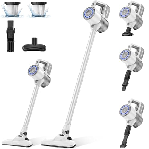 VersLife Aspiradora sin Cable S6PRO, 30kPa Aspirador Escoba sin Cable Potente, Diseño Sin Enredos, Filtración HEPA/Herramientas Multifuncionales, Aspirador Inalámbrico Antienredo para Pelo de Mascota
