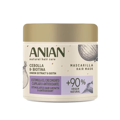 ANIAN - Mascarilla Cebolla y Biotina, 350 ml, para Cabello Quebradizo, Fortalece la Fibra Capilar desde el Interior, Evita la Rotura del Cabello, No Huele a Cebolla