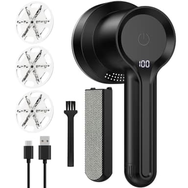 Coovee Quitapelusas Electrico De Ropa con Cepillo Estático, Quita Pelusas y Pelotillas con 3 Velocidades, Cuchilla 6 Hojas, Pantalla LED, Carga USB.