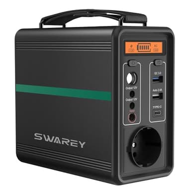 SWAREY Estación de Energía Portátil, Batería LiFePO4 de 166Wh, Salida de CA de 150W (Pico de 300W), Puerto USB-C de 30 W, Generador Solar Portátil para Camping Viajes Exterior RV Inicio