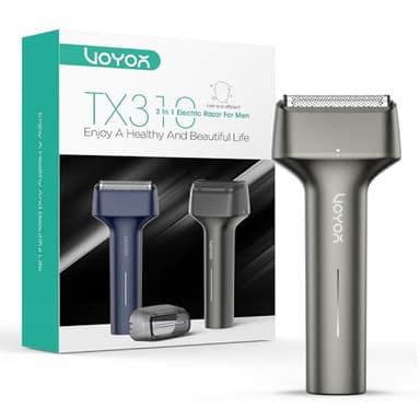VOYOR Afeitadora Electrica Hombre 3 En 1 Maquina De Afeitar Hombre Portátil Rasuradora Hombre IPX6 Impermeable Flotante Afeitadora Eléctrica De Láminas Afeitadora Recargable E Inalámbrica TX310(Gris)