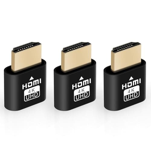 AXFEE 3 Piezas Emulador de Pantalla, Dummy Plug HDMI 4K Emulador, HDMI Dummy Plug Headless Ghost Display, para Gestión Remota PC, Compatible con hasta 3840 x 2160 a 60 HZ, Negro