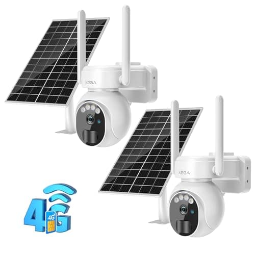 Xega 4G LTE Cámara Vigilancia Exterior con Tarjeta SIM 2K HD Cámara de Seguridad Solar Inalámbrica con Batería PTZ 355°/90° Visión Nocturna Detección De Movimiento Audio Bidireccional