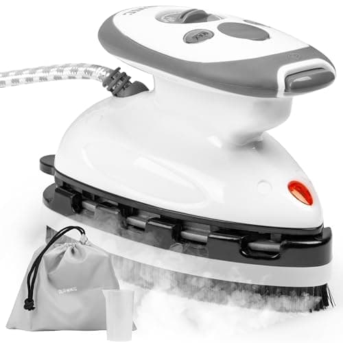 Duronic SI2 WE Plancha de viaje con función vapor | Potencia 375 W | Plancha ligera y compacta 762g | Depósito 50 ml | Incluye cepillo, base, bolsa de transporte y vaso dosificador | Color Blanco