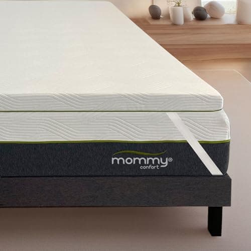 MOMMY CONFORT – Topper Viscoelastico 150x190x5 cm – Funda Lavable y Desenfundable con Cremallera - Nucleo 100% Viscoelastica –– Transpirable, Alivia Dolores – Fabricado en Valencia