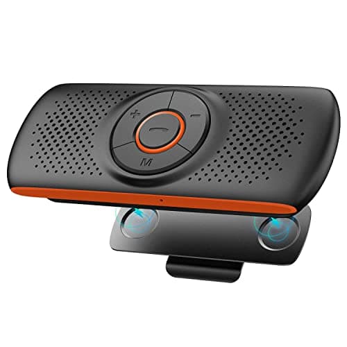 NETVIP Manos Libres Coche Bluetooth 4.2 con Siri y Google Assistant Kit de Coche Altavoz Inalámbrico para Visera Altavoz Inalámbrico Magnético Conexión de 2 teléfonos simultáneamente Apoyo Tarjeta TF