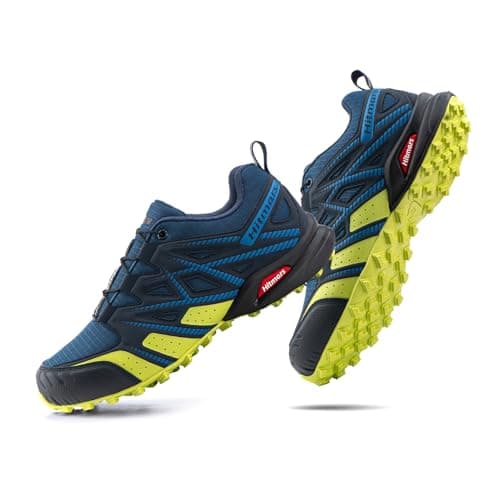 Hitmars Zapatillas Trail Running Hombre Mujer Zapatillas Trekking Hombre Mujer Senderismo Ligeras Zapatos Aire Libre Antideslizante Azul-Verde EU 44