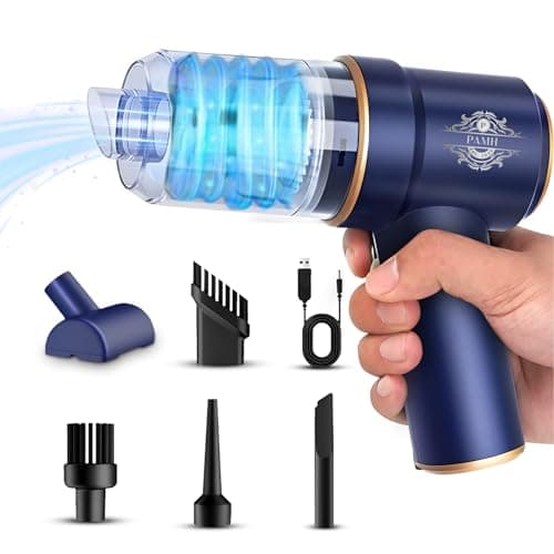 PAMH® Aspiradora de Mano Potente 8.000 PA y Sin Cable - Mini Aspirador para Coche, Hogar y Oficina con Carga USB - Ideal para Pelo de Mascotas, Polvo y Limpieza de PC - Ligero y Recargable