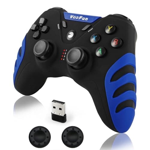 VooFun Mando PC, Inalámbrico Mando PS3 con Hall Joystick (Anti-Drift), Dual Vibración, Gaming Mando para PC Windows(7/8/10/11), PS3, Laptop, Steam, Raspberry Pi, Android Smart TV, TV Box (Azul)