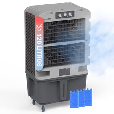UNIVERSALBLUE Climatizador Modo Evaporativo y Frío Portatil | Aire Acondicionado Natural | 5 Modos Funcionamiento con Capacidad 120L | 3 Velocidades y Motor Silencioso