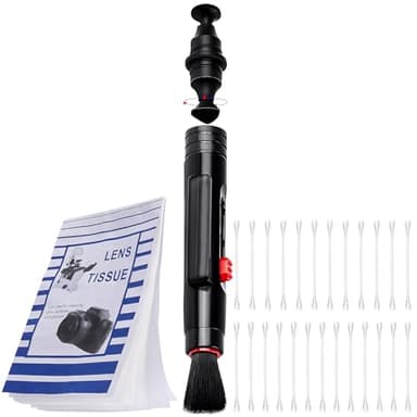 LongZYU Kit Limpieza Camara Fotografica para Sony Canon Nikon Pentax Cámara Réflex Digitales Sensores Mirrorless con 3 En 1 Lápiz Limpiador Hisopos de Limpieza y Papel de Limpieza de Lentes 50 Hojas
