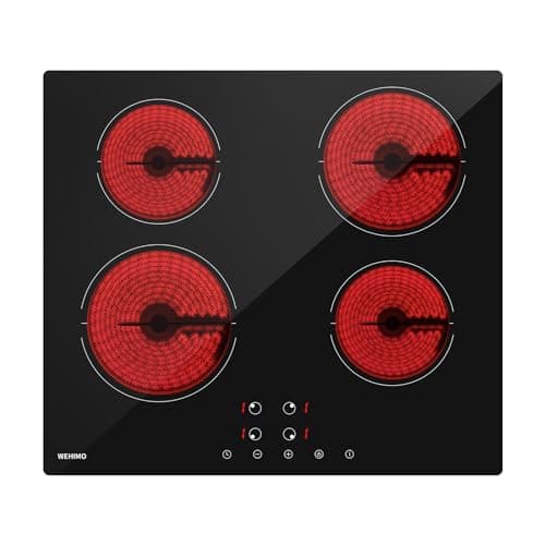 Placa Vitroceramica 4 Fuegos 9 niveles de Potencia,Control Táctil,Temporizador 99min, Dispositivo de Bloqueo de Seguridad,Indicador de Calor