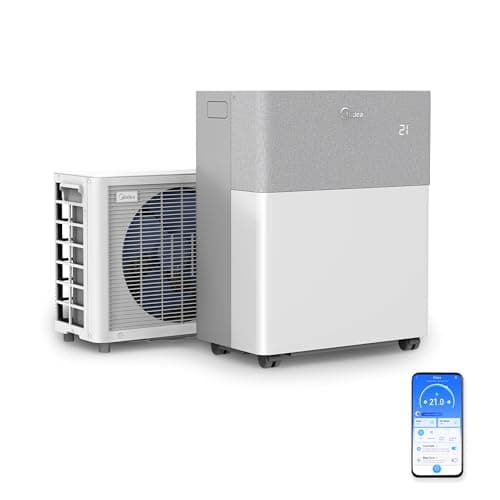 Midea Portasplit Pinguino Aire Acondicionado 4 en 1 | 3000 frigorías / 12000 BTU | Split Portátil Silencioso Bajo Consumo 42m2 | Enfriador, Deshumidificador, Calefactor, y Ventilador