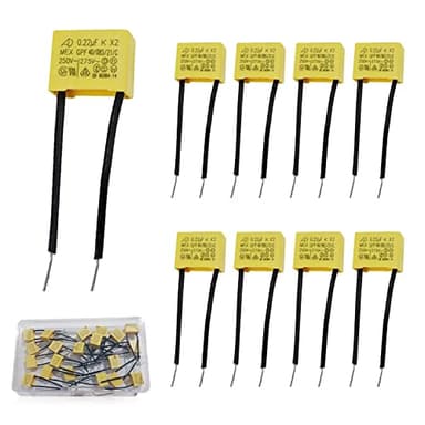 OMIGA 20 Pezzi Condensador Polipropileno 0,22µF 275V X2 Condensadores Utilizado en el Bypass de Varios Productos Electrónicos y Eléctricos