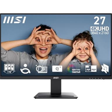 MSI Pro MP273U Monitor Profesional UHMSI Pro MP273U UHD de 27", Panel IPS 4K 3840 x 2160, Pip/PBP, 60Hz, 300 nits, Anti-Glare, Altavoces Integrados, Inclinación Ajustable, HDMI 2.0b, DP (1.4a), Negro