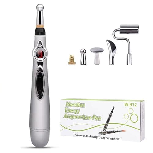 Acupuntura Masaje Pen - Pluma de la acupuntura masajeador de cuerpo eléctrico Meridian Energy con 5 cabezales de masaje