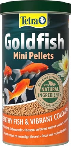 Tetra Pond Goldfish Mini Pellets, Alimento para pequeños carpines dorados y peces de agua fría en estanques de jardín, lata de 1 litro
