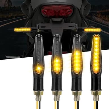 KEMIMOTO E24 Intermitentes Homologados, 4 PCS Universal Faros Led Secuencial 12V 9 LEDS Cuentas, Tuerca M10 Lámpara Indicador Señal Giro Impermeable IP67 para Motocicleta Cruiser Scooter