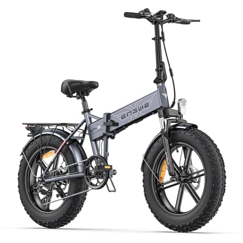 ENGWE Bicicleta Eléctrica Plegable, 20"×4.0" Fat Tire 7 Velocidades Bici Eléctrica de 48V 13Ah Batería Extraíble Alcance hasta 50-120km, E-bike para Todo Terreno, MTB, Playa y Nieve (Gris-2)
