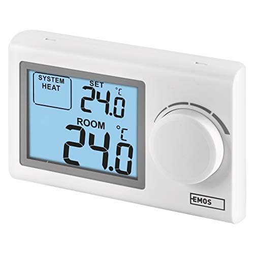 EMOS P5604 - Termostato digital de pared para sistemas de calefacción y refrigeración, regulador de temperatura con rueda de ajuste