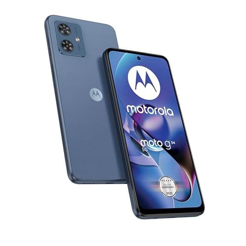 Motorola Mobility Motorola Moto g54 5G (Pantalla FHD+ de 6,5", cámara Dual de 50 MP, 8/256 GB, 5000 mAh, Android 13) Azul índigo (Cuero Vegano), Incl. Funda Protectora + Soporte para teléfono móvil [