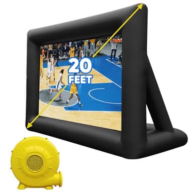 Proyectores inflables Pantalla de proyector Inflable de 20 pies, Pantalla de proyector portátil Delantera y Trasera HD 16:9, Adecuada para Cine en casa y Fiestas al Aire Libre