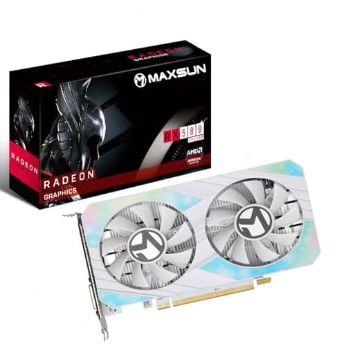maxsun AMD Radeon RX 580 8GB Tarjeta Grafica Gaming 2048SP GDDR5 Tarjeta gráfica de vídeo para computadora GPU para Juegos de PC 256 bits DirectX 12 DVI, HDMI, DisplayPort Descodificación 4K