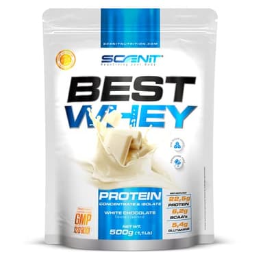 Batidos de Proteinas - Best Whey Protein - Batido proteinas - Batidos proteinas - Proteína whey - Proteina whey - Proteina isolada - Proteinas para masa muscular (500 g, Choco blanco)