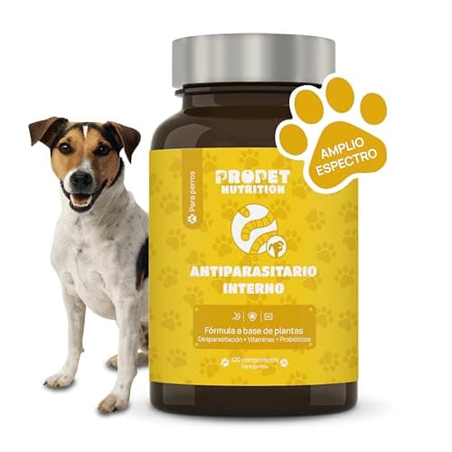Desparasitante Perros. 12 Plantas de Rápida Absorción y Eficacia. 120 Dosis. Elimina y Previene. 100% Natural. Incluye Probioticos y Vitaminas. Pastillas Desparasitar Perros Interno. Amplio Espectro